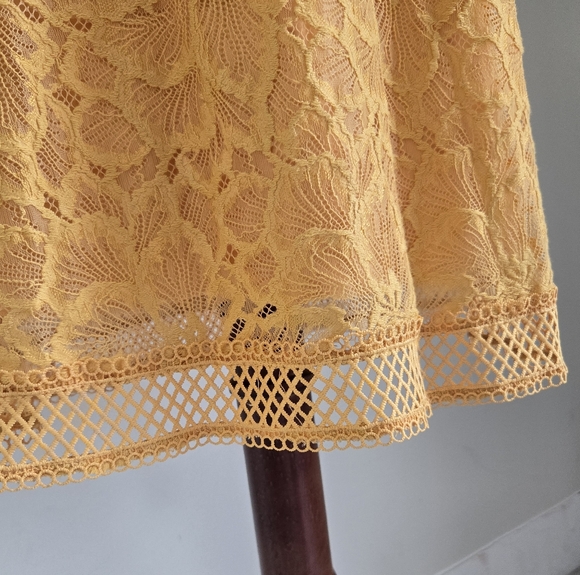 ANTONIO MELANI | Women's Lace Mustard Yellow Sleeveless Midi Dress Size 4 - Picture 5 of 16